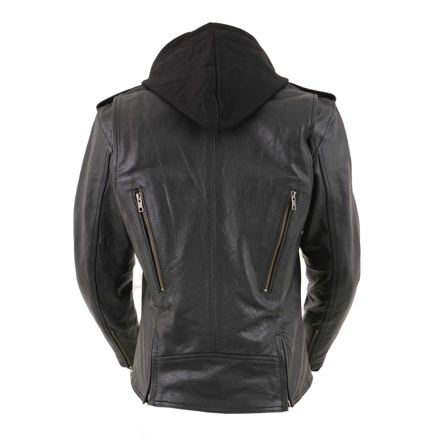 Milwaukee Leather LKL2739 Women's Black Premium Leather Vented Motorcycle Biker Jacket w/ Hoodie