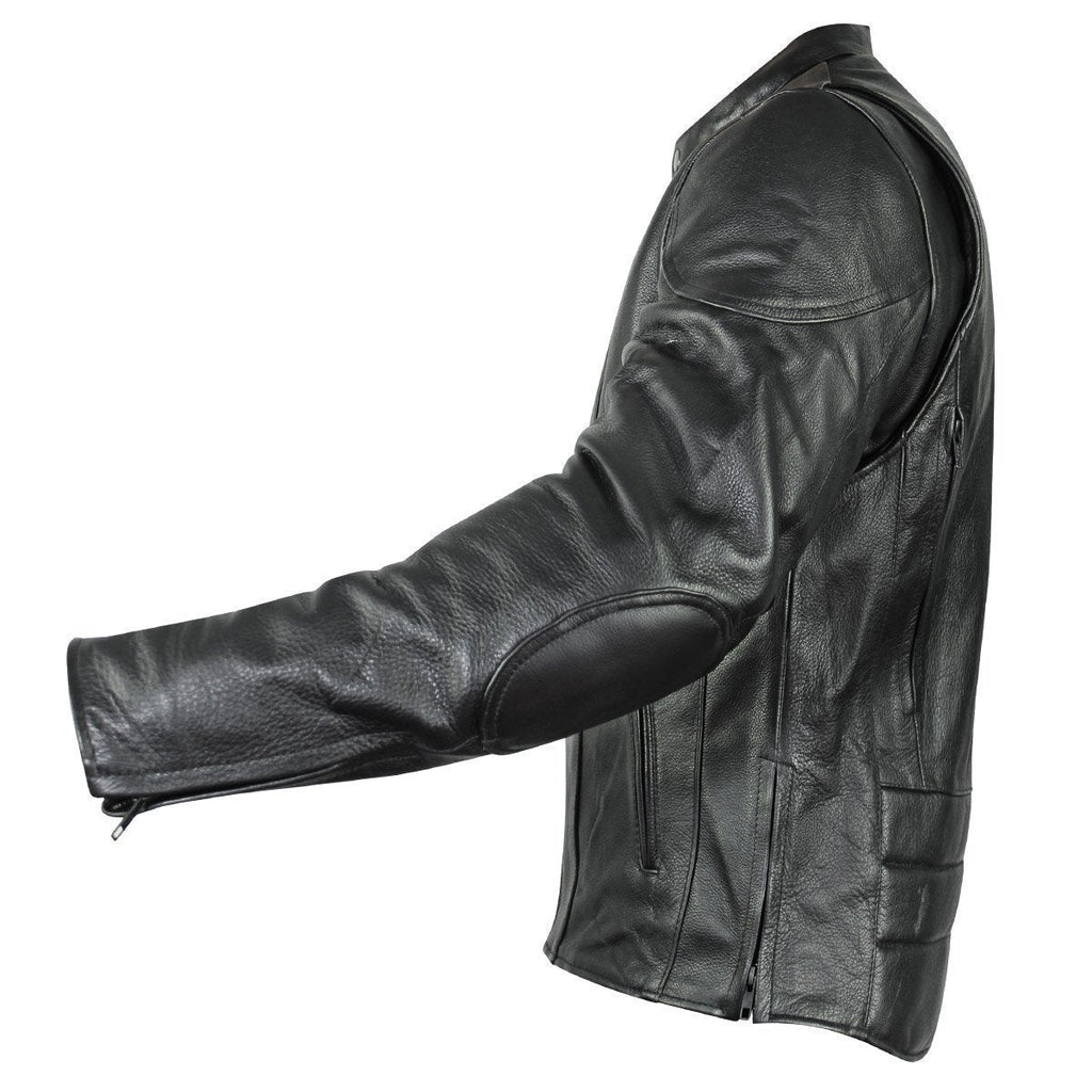 Milwaukee Leather LKM17003  Men's Premium Black Leather Motorcycle Riders Jacket with CE Armor Protecion