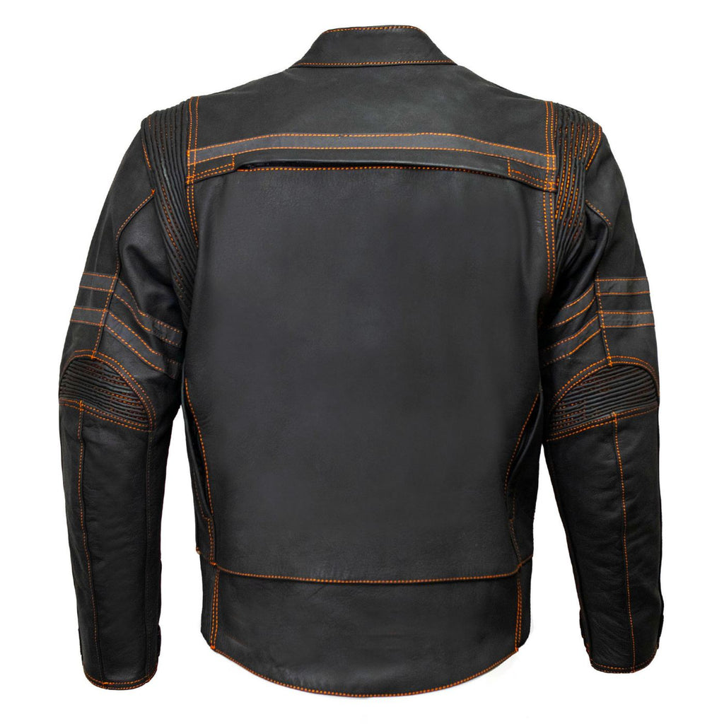 Milwaukee Leather Men's Matte Black Street CE Armored Motorcycle Vented Jacket - Reflective - LKM17012