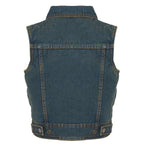 Milwaukee Leather MDK3910 Blue Unisex-Child Kids Denim Snap Front Vest with Shirt Style Collar
