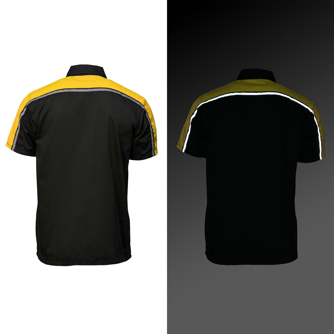 Milwaukee Motorcycle Clothing Co. Men’s Blk/Yellow Mechanic Work Shirt – w / Reflective Strip, Rider‑Built MDM11600