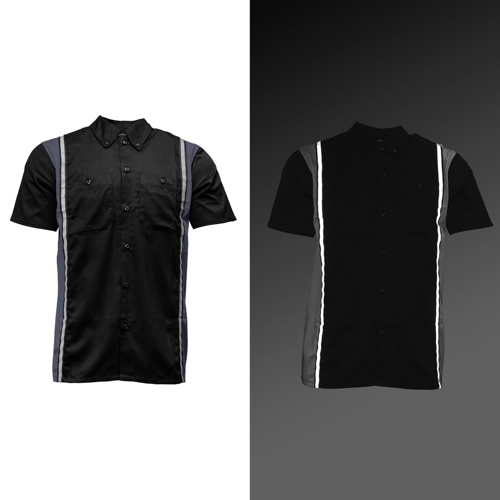 Milwaukee Motorcycle Clothing Co. Men’s Blk/Grey Mechanic Work Shirt – w / Reflective Strip, Rider‑Built MDM11608