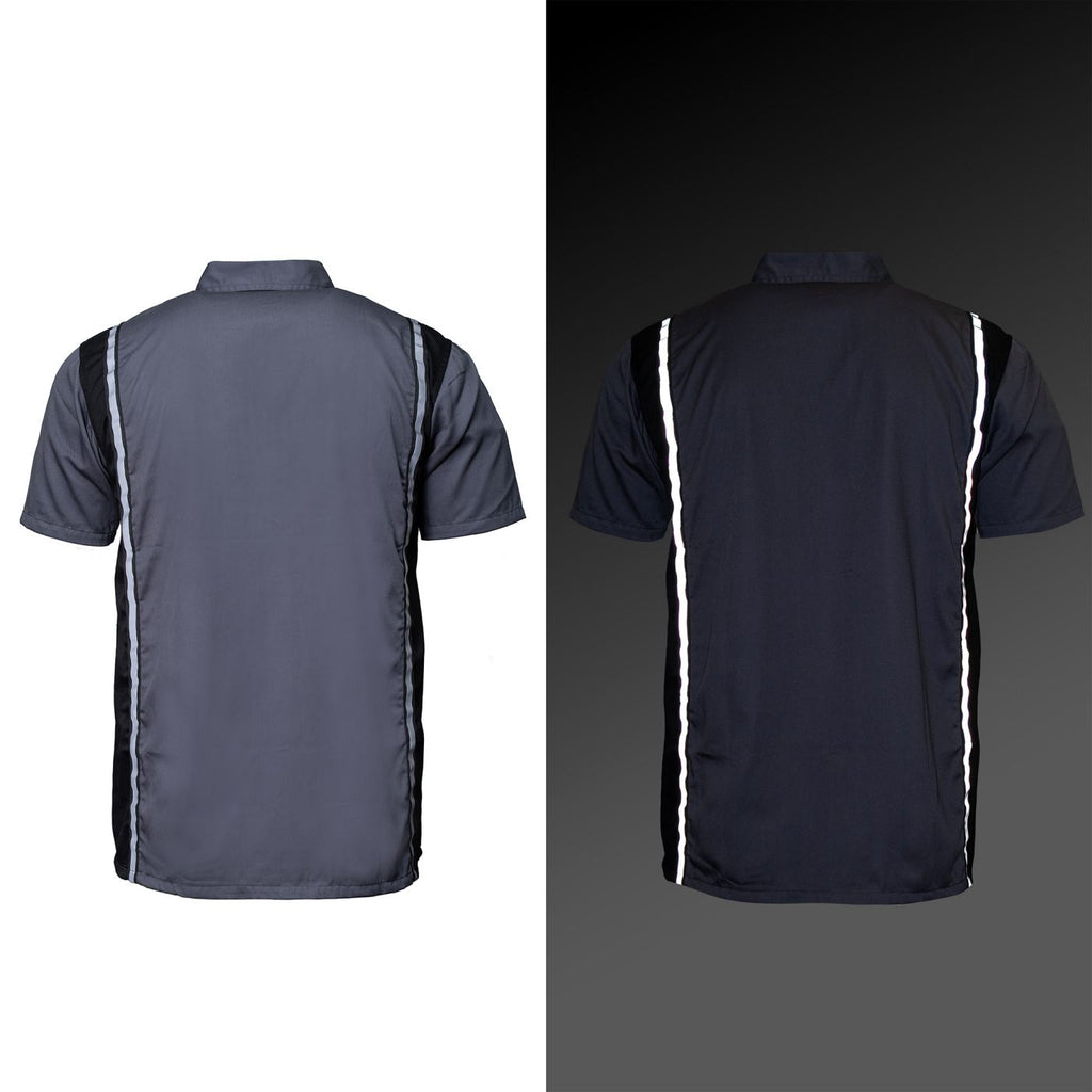 Milwaukee Motorcycle Clothing Co. Men’s Blk/Grey Mechanic Work Shirt – w / Reflective Strip, Rider‑Built MDM11612