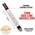 Milwaukee Leather Thin Red Line Medallion Vest Extender - Double Chrome Chains Genuine Leather 6.5" Extension 4-PCS MLA6028SET