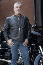 Milwaukee Leather USA MADE MLJKM5006 Men's Black Rumble Premium Leather Motorcycle Jacket