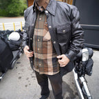 Milwaukee Leather MLM1611 Men's Premium Black Leather Casual Biker Rider Shirt w/ Vintage 5 Cent Buffalo Buttons