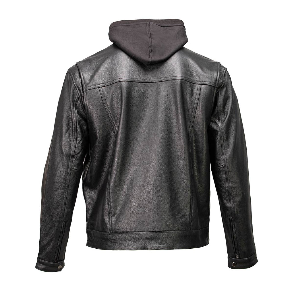Milwaukee Leather Men's Leather Shirt Jacket with Removable Hoodie and Patch Access - MLM1614