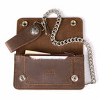 Milwaukee Leather Men's Genuine Leather Bi-Fold Biker Wallets w/ Anti-Theft Stainless Steel Chain