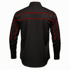 MMCC Men's Octane Long Sleeve Mechanic Shirt - Black with Red Stripe - 50-50 Cotton Poly - MMCC16002