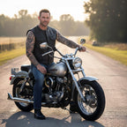 Milwaukee Motorcycle Clothing Co. Men's Low-Key Premium Black Leather Club Style Biker Vest MMC30000