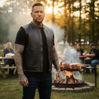 Milwaukee Motorcycle Clothing Co. Men's Rocker Black Leather Premium Club Style Riders Vest MMC30002