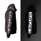 MMCC Men’s Bare Bones Hoodie - Reflective Skull Graphics Front & Back, Full Zip, 100 % Cotton - MPM1680