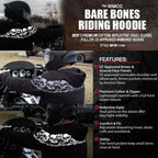 Milwaukee Leather Men's Bare Bones Black Reflective CE Armored Riding Hoodie, Shoulder and Elbow Armor - MPM1798