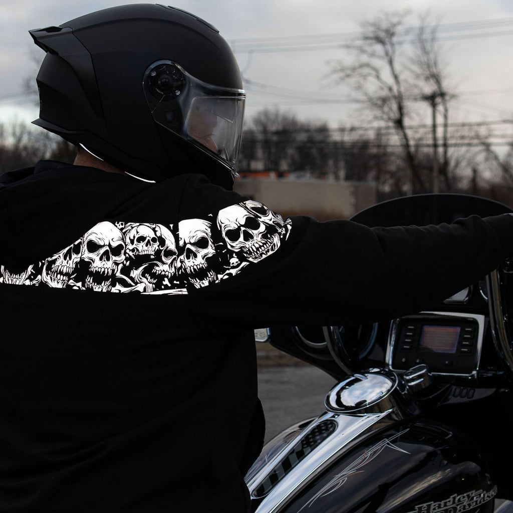 Milwaukee Leather Men's Bare Bones Black Reflective CE Armored Riding Hoodie, Shoulder and Elbow Armor - MPM1798