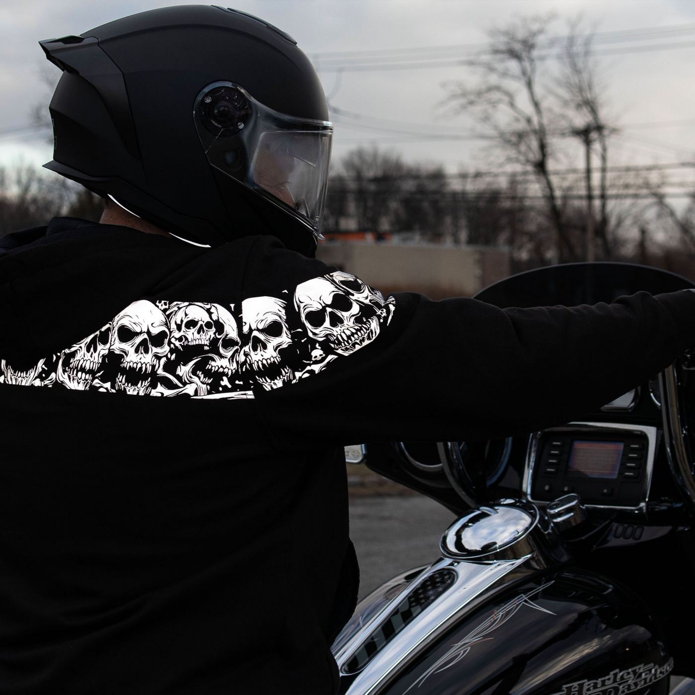 Milwaukee Leather Men's Bare Bones Black Reflective CE Armored Riding Hoodie, Shoulder and Elbow Armor - MPM1798