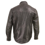 Milwaukee Leather MLM1612 Men's Distressed Grey Casual Biker Rider Leather Shirt w/ Vintage 5 Cent Buffalo Buttons