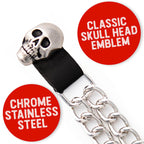 Milwaukee Leather Skull Head Medallion Vest Extender - Double Chrome Chains Genuine Leather 6.5" Extension 4-PCS MLA6019SET