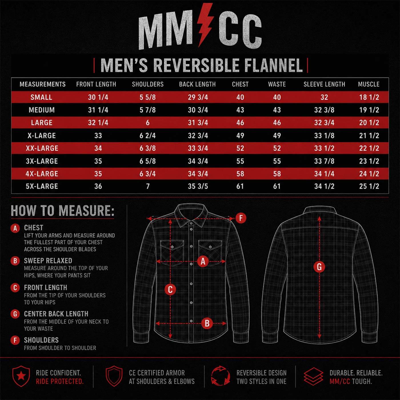 MMCC Men's Desperado Reversible Flannel Shirt - 100% Cotton Snap Front Plaid w/ Chest and Hand Pockets - MNG11804