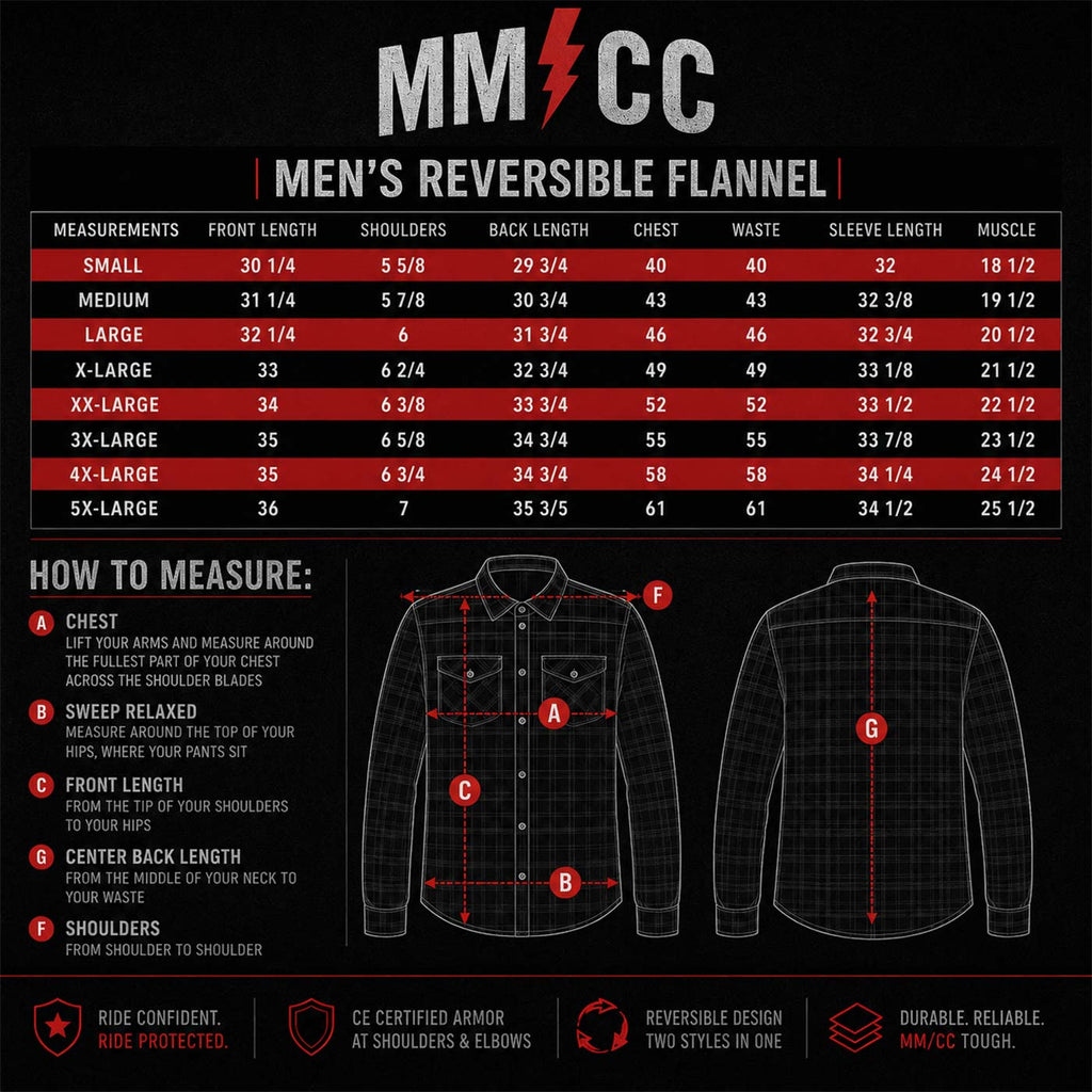 MMCC Men's Deadwood Reversible Flannel Shirt - 100% Cotton Snap Front Plaid w/ Chest and Hand Pockets - MNG11805