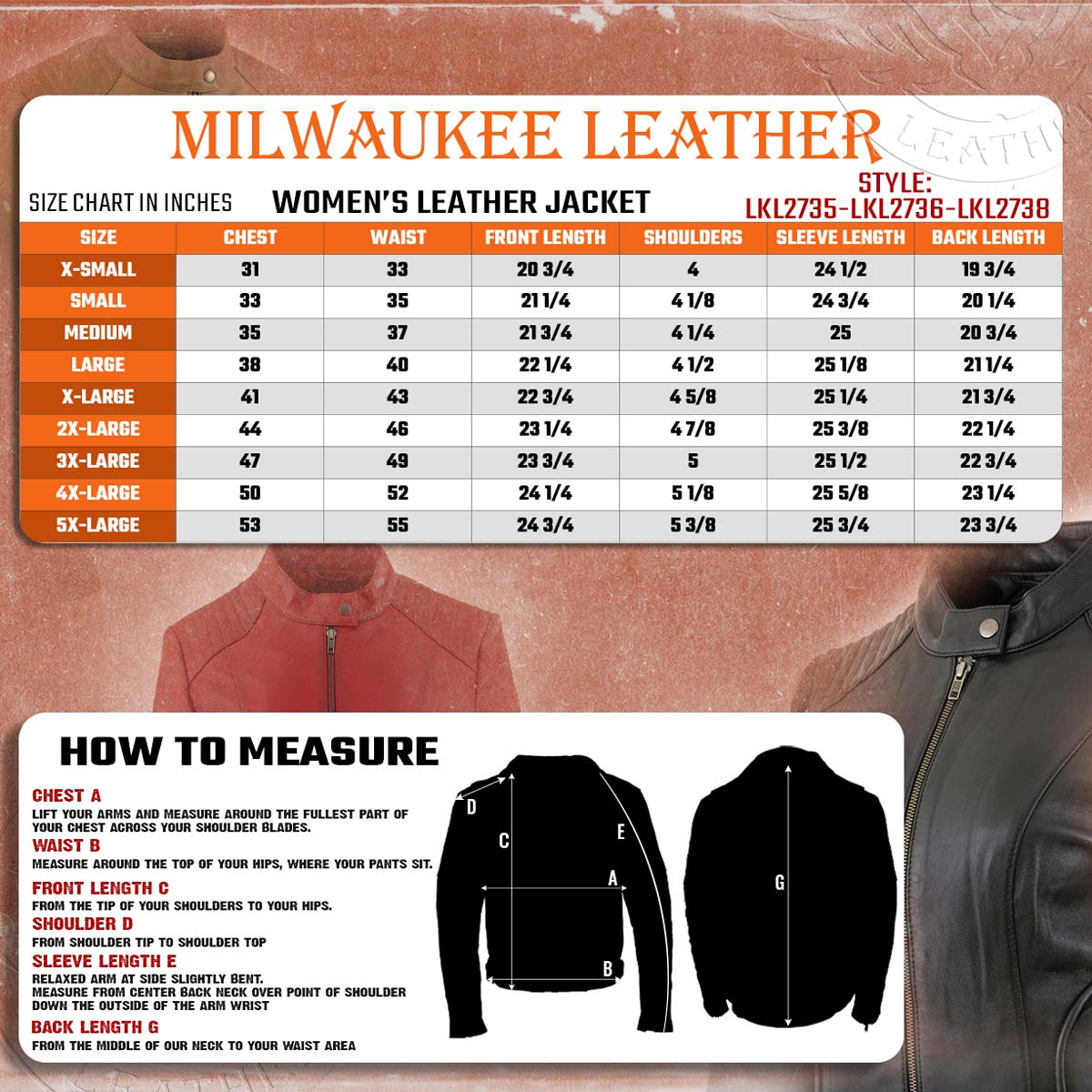Milwaukee Leather LKL2736 Women's Cognac Premium Leather Scuba Style Biker Jacket w/ Mandarin Collar