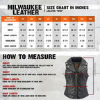 Milwaukee Leather Women's Dita Black Motorcycle Leather Vest w/ Riveted Lapel Collar - LKL4720