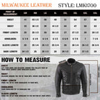 Milwaukee Leather LKM1700 Men's Premium Black Buffalo Leather Cruiser Motorcycle Jacket with CE Armort Protection