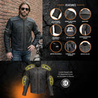 Milwaukee Leather Men's Matte Black Street CE Armored Motorcycle Vented Jacket - Reflective - LKM17012