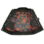 Milwaukee Leather Men's Redline Ledger Club‑Style Motorcycle Premium Leather Vest w/ Red Stitching LKM3788