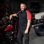 Milwaukee Motorcycle Clothing Co. Men’s Blk/Red Mechanic Work Shirt – w / Reflective Strip, Rider‑Built MDM11606