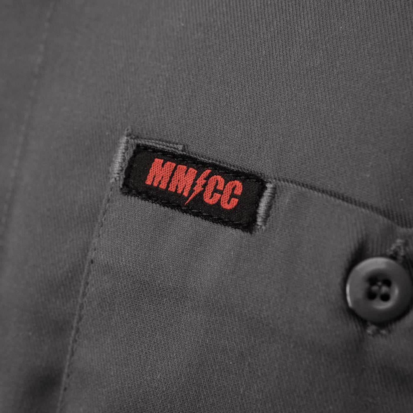 MMCC Men's Grey Super Duty Classic Mechanic Button Up Shirt - 2 Chest Pockets - Microfiber Panel - MDM11628