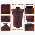 Milwaukee Leather Men's 'Iron Wash - Crimson' Magenta Sleeveless Shirt - Cotton Button Up Shirt - MDM11677