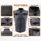Milwaukee Leather Men's 'Iron Wash - Black Smoke' Gray Sleeveless Shirt - Cotton Button Up Shirt - MDM11678