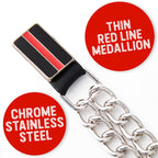 Milwaukee Leather Thin Red Line Medallion Vest Extender - Double Chrome Chains Genuine Leather 6.5" Extension 4-PCS MLA6028SET