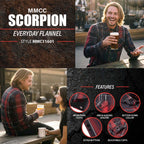 MMCC Men's Scorpion Red Black White Plaid Long Sleeve Flannel Shirt - Button-Up - MMC11601