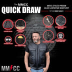 Milwaukee Motorcycle Clothing Co. Men's Quick-Draw Stylesh Premium Black Leather MC Biker Vest MMC30001