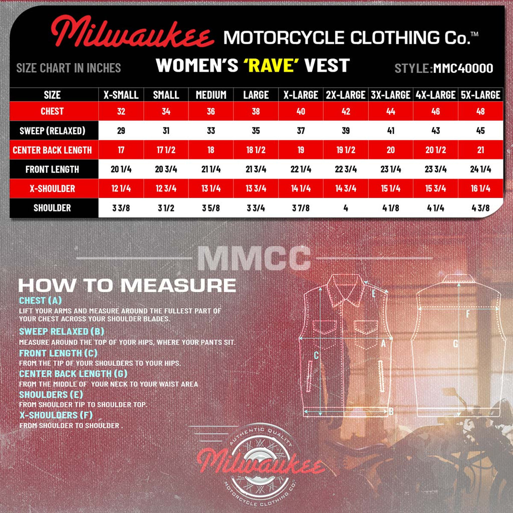 Milwaukee Motorcycle Clothing Co. Women's Rave Black Premium Leather Deep Neck Side Lace Vest MMC40000