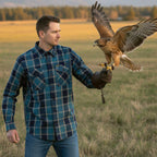 MMCC The Kraken Men's Blue Teal Orange Plaid Flannel Shirt - 100% Cotton Long Sleeve Button-Up - MMC11600