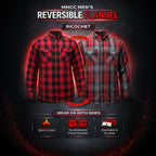 MMCC Men's Ricochet Reversible Flannel Shirt - 100% Cotton Snap Front Plaid w/ Chest and Hand Pockets - MNG11803