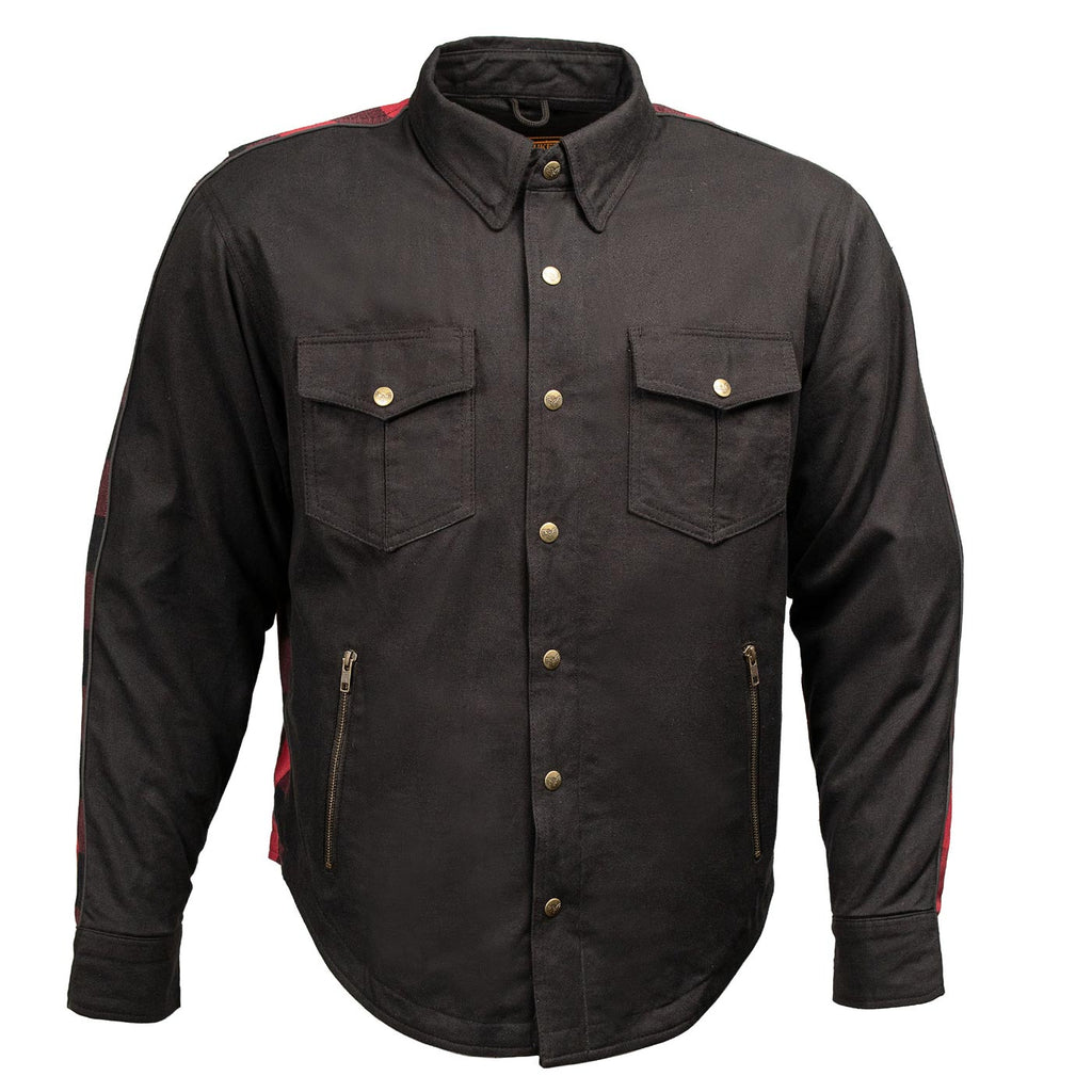 Milwaukee Leather Men’s "Splitline - Havoc" 2-Tone CE Armored Protective Flannel - Kevlar® Reinforced - MPM1671
