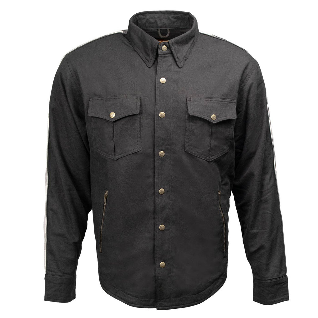 Milwaukee Leather Men’s Splitline Tundra 2-Tone CE Armored Protective Flannel - Kevlar® Reinforced - MPM1673