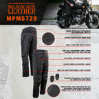 Milwaukee Leather MPM5729 Men's Black Tri-Tex Fabric Motorcycle Rider Pants w/ CE Armor Protection