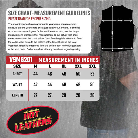 Hot Leathers VSM6201 Men's Black 'Conceal and Carry' Motorcycle Club style Hooded Denim Biker Vest