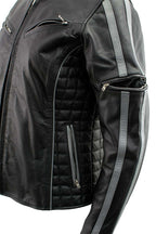 Milwaukee Leather LKL27000 Women’s  Black with Silver Multi Vented Leather Motorcycle Jacket
