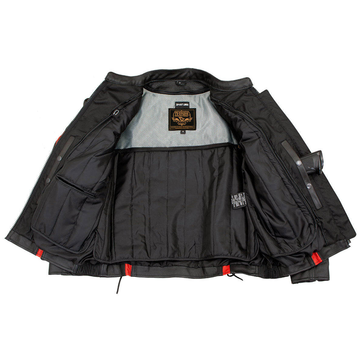 Milwaukee Leather LKL27003 Women's Premium Black and Red Leather Embroidered Jacket with CE Armor Protection