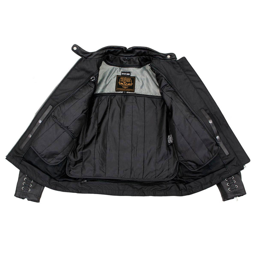 Milwaukee Leather LKL27007 Women's Premium Black Motorcycle Riders Leather Jacket w/ Zip-Out Liner