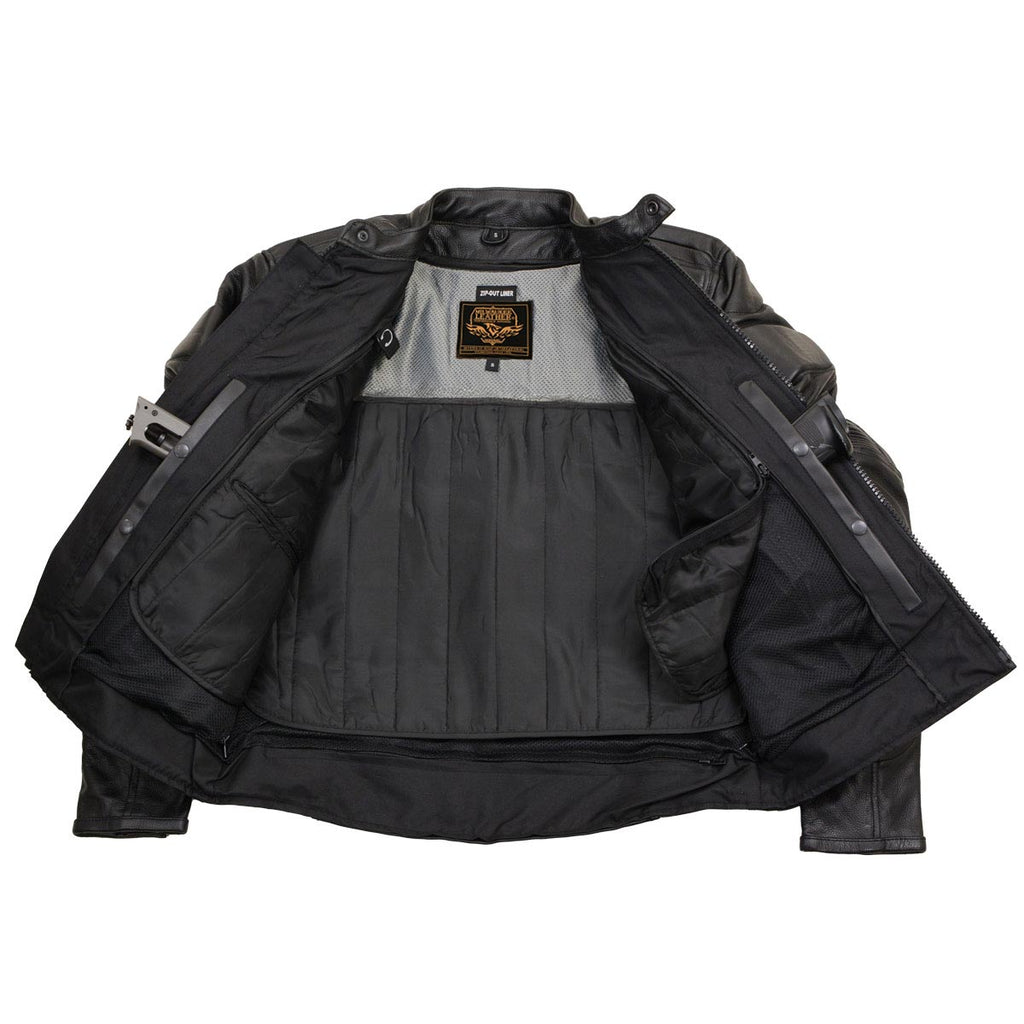 Milwaukee Leather LKM17007 Men's Premium Black Leather Motorcycle Bikers Rider Jacket w/ CE Armor