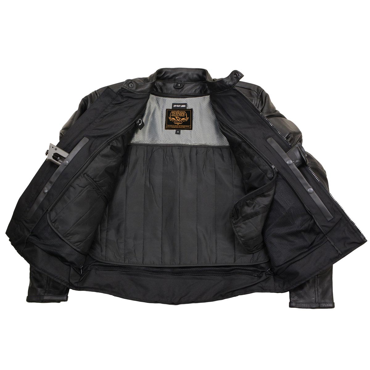 Milwaukee Leather LKM17007 Men's Premium Black Leather Motorcycle Bikers Rider Jacket w/ CE Armor