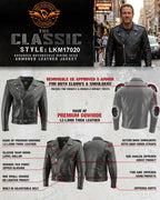 Milwaukee Leather Men's Classic Armored Black Leather Motorcycle Jacket w/ CE Armor - LKM17020
