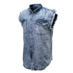 Milwaukee Leather Men's 'Iron Wash - Blue Riot' Light Blue Sleeveless Shirt - Cotton Button Up Shirt - MDM11684