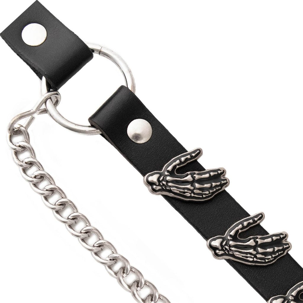 Milwaukee Leather Silver Skeleton Hand Emblem Boot Chain with Adjustable Strap - MLA3006